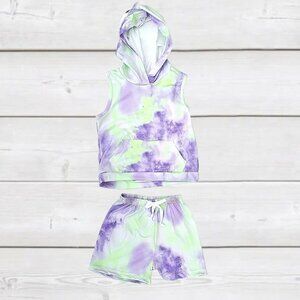 Purple and Green Hooded Lounge Set 6/7 Girls